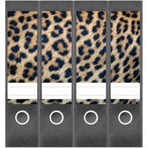 Etiketten für Ordner | Animal Print Leopard 1 | 4 breite Aufkleber für Ordnerrücken | Selbstklebende Design Ordneretiketten Rückenschilder