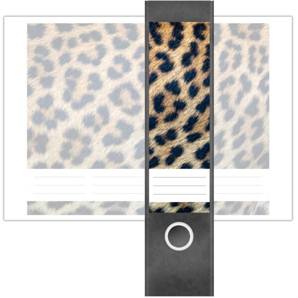 Etiketten für Ordner | Animal Print Leopard 1 | 4 breite Aufkleber für Ordnerrücken | Selbstklebende Design Ordneretiketten Rückenschilder