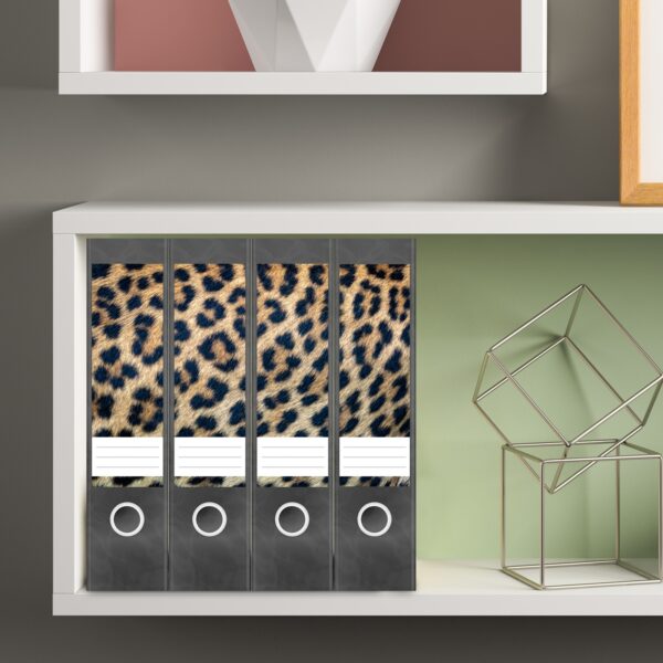 Etiketten für Ordner | Animal Print Leopard 1 | 4 breite Aufkleber für Ordnerrücken | Selbstklebende Design Ordneretiketten Rückenschilder