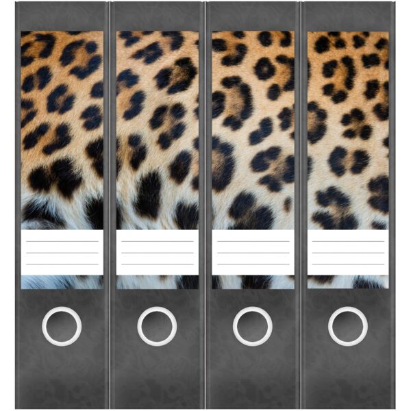Etiketten für Ordner | Animal Print Leopard 2 | 4 breite Aufkleber für Ordnerrücken | Selbstklebende Design Ordneretiketten Rückenschilder