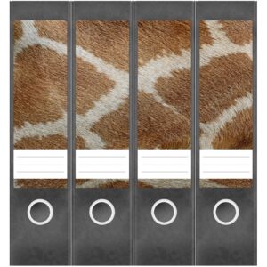 Etiketten für Ordner | Animal Print Giraffe 1 | 4 breite Aufkleber für Ordnerrücken | Selbstklebende Design Ordneretiketten Rückenschilder