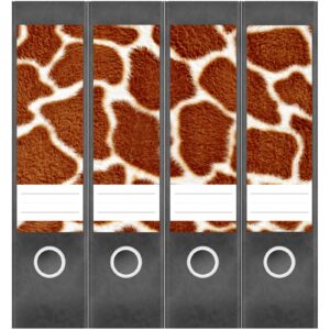 Etiketten für Ordner | Animal Print Giraffe 2 | 4 breite Aufkleber für Ordnerrücken | Selbstklebende Design Ordneretiketten Rückenschilder