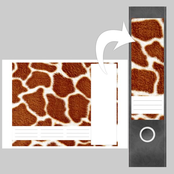 Etiketten für Ordner | Animal Print Giraffe 2 | 4 breite Aufkleber für Ordnerrücken | Selbstklebende Design Ordneretiketten Rückenschilder