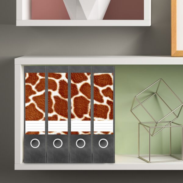 Etiketten für Ordner | Animal Print Giraffe 2 | 4 breite Aufkleber für Ordnerrücken | Selbstklebende Design Ordneretiketten Rückenschilder