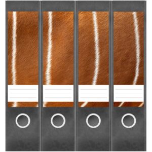 Etiketten für Ordner | Tier Fell Gazelle | 4 breite Aufkleber für Ordnerrücken | Selbstklebende Design Ordneretiketten Rückenschilder