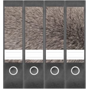 Etiketten für Ordner | Tier Fell Optik 2 | 4 breite Aufkleber für Ordnerrücken | Selbstklebende Design Ordneretiketten Rückenschilder