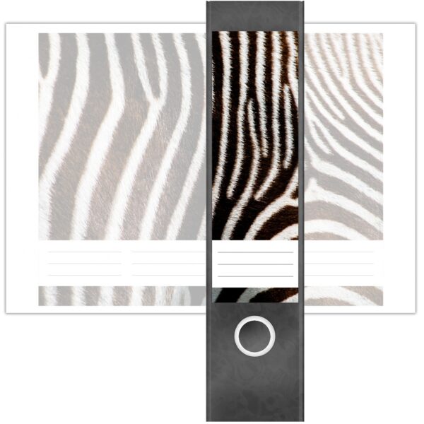 Etiketten für Ordner | Tier Fell Zebra | 4 breite Aufkleber für Ordnerrücken | Selbstklebende Design Ordneretiketten Rückenschilder