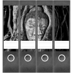 Etiketten für Ordner | Kunst im Baum 2 | 4 breite Aufkleber für Ordnerrücken | Selbstklebende Design Ordneretiketten Rückenschilder