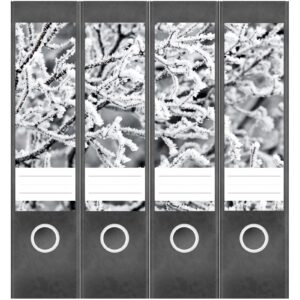 Etiketten für Ordner | Äste im Winter | 4 breite Aufkleber für Ordnerrücken | Selbstklebende Design Ordneretiketten Rückenschilder