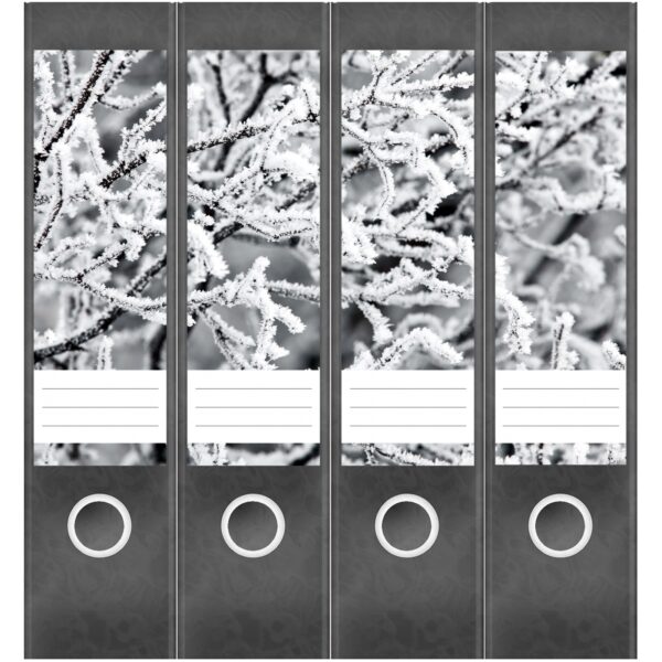 Etiketten für Ordner | Äste im Winter | 4 breite Aufkleber für Ordnerrücken | Selbstklebende Design Ordneretiketten Rückenschilder