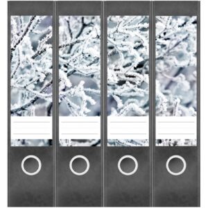 Etiketten für Ordner | Baum im Winter | 4 breite Aufkleber für Ordnerrücken | Selbstklebende Design Ordneretiketten Rückenschilder