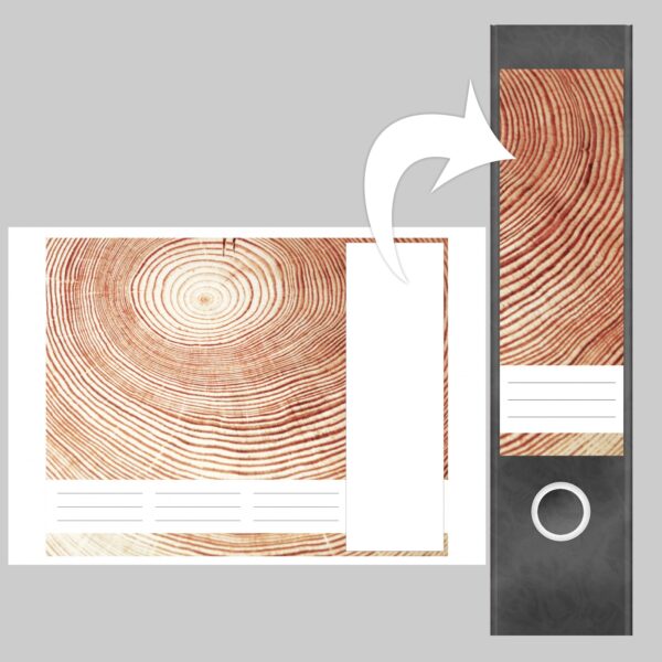 Etiketten für Ordner | Jahresringe Baum | 4 breite Aufkleber für Ordnerrücken | Selbstklebende Design Ordneretiketten Rückenschilder