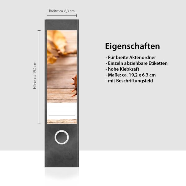 Etiketten für Ordner | Kastanie Herbst | 4 breite Aufkleber für Ordnerrücken | Selbstklebende Design Ordneretiketten Rückenschilder