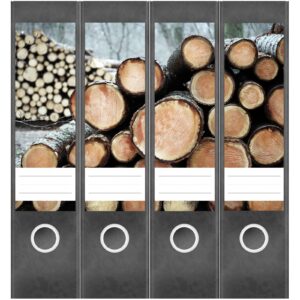 Etiketten für Ordner | Baum Stämme | 4 breite Aufkleber für Ordnerrücken | Selbstklebende Design Ordneretiketten Rückenschilder