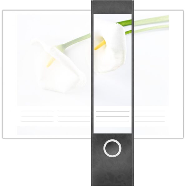 Etiketten für Ordner | Weiße Calla | 4 breite Aufkleber für Ordnerrücken | Selbstklebende Design Ordneretiketten Rückenschilder