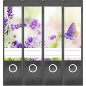 Etiketten für Ordner | Lavendel | 4 breite Aufkleber für Ordnerrücken | Selbstklebende Design Ordneretiketten Rückenschilder