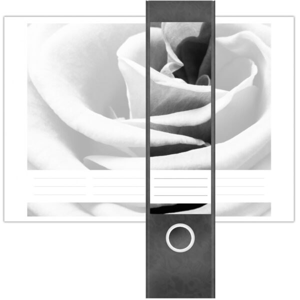 Etiketten für Ordner | Rose schwarz weiß | 4 breite Aufkleber für Ordnerrücken | Selbstklebende Design Ordneretiketten Rückenschilder