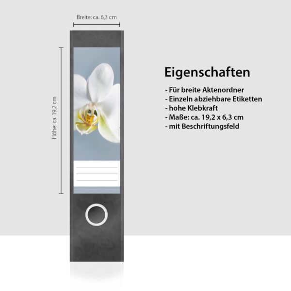Etiketten für Ordner | Orchidee | 4 breite Aufkleber für Ordnerrücken | Selbstklebende Design Ordneretiketten Rückenschilder