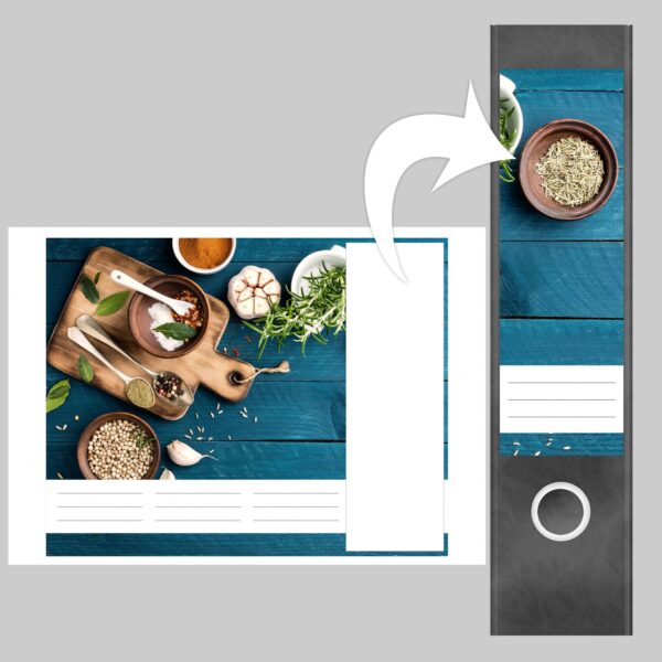 Etiketten für Ordner | Kochen | 4 breite Aufkleber für Ordnerrücken | Selbstklebende Design Ordneretiketten Rückenschilder