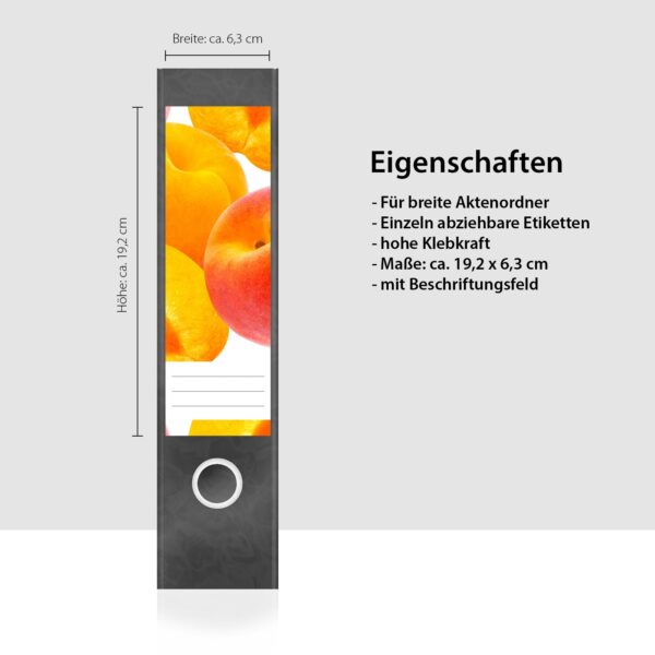 Etiketten für Ordner | Pfirsich | 4 breite Aufkleber für Ordnerrücken | Selbstklebende Design Ordneretiketten Rückenschilder