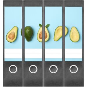 Etiketten für Ordner | Avocado | 4 breite Aufkleber für Ordnerrücken | Selbstklebende Design Ordneretiketten Rückenschilder