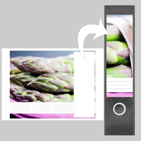 Etiketten für Ordner | Spargel Spitzen | 4 breite Aufkleber für Ordnerrücken | Selbstklebende Design Ordneretiketten Rückenschilder
