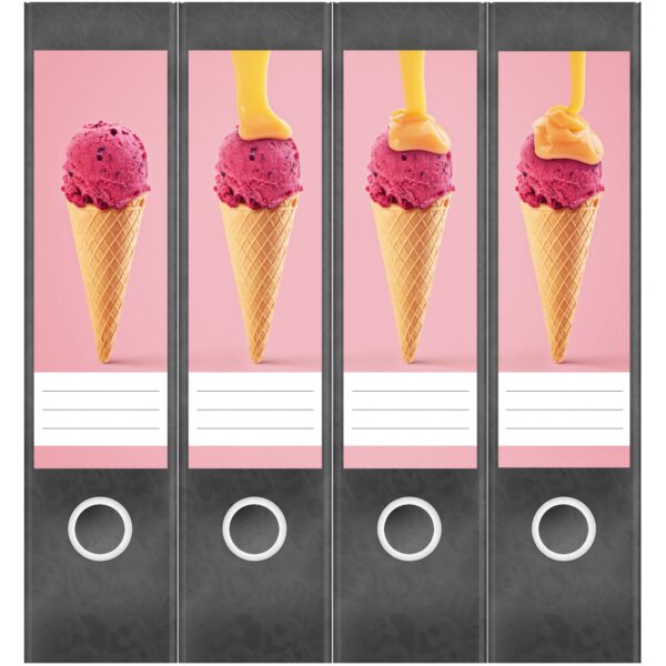 Etiketten für Ordner | Eis | 4 breite Aufkleber für Ordnerrücken | Selbstklebende Design Ordneretiketten Rückenschilder