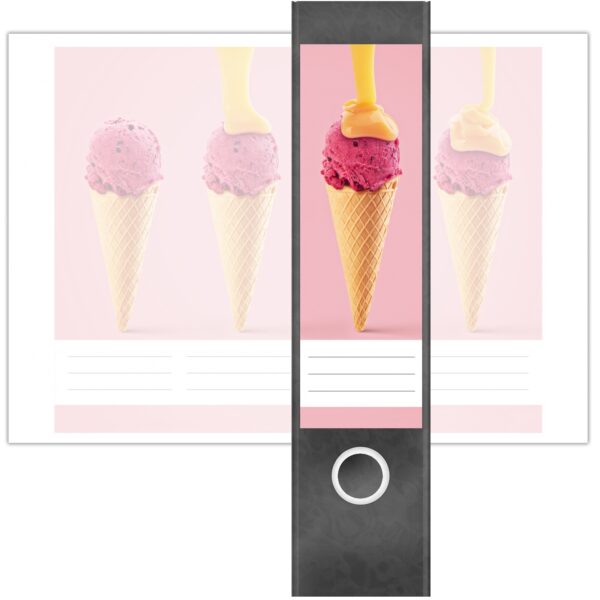 Etiketten für Ordner | Eis | 4 breite Aufkleber für Ordnerrücken | Selbstklebende Design Ordneretiketten Rückenschilder