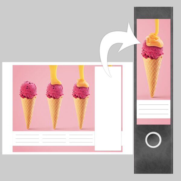 Etiketten für Ordner | Eis | 4 breite Aufkleber für Ordnerrücken | Selbstklebende Design Ordneretiketten Rückenschilder