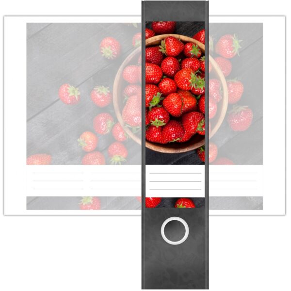 Etiketten für Ordner | Erdbeeren | 4 breite Aufkleber für Ordnerrücken | Selbstklebende Design Ordneretiketten Rückenschilder