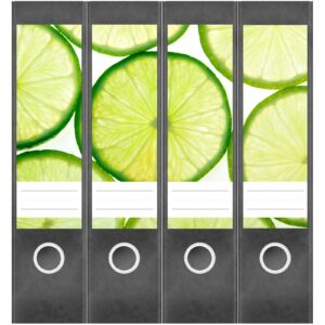 Etiketten für Ordner | Limonen | 4 breite Aufkleber für Ordnerrücken | Selbstklebende Design Ordneretiketten Rückenschilder