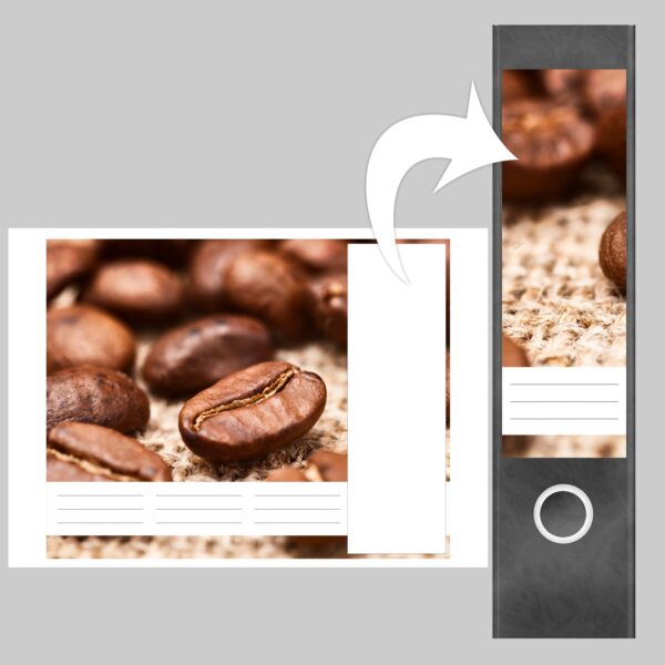 Etiketten für Ordner | Kaffee | 4 breite Aufkleber für Ordnerrücken | Selbstklebende Design Ordneretiketten Rückenschilder