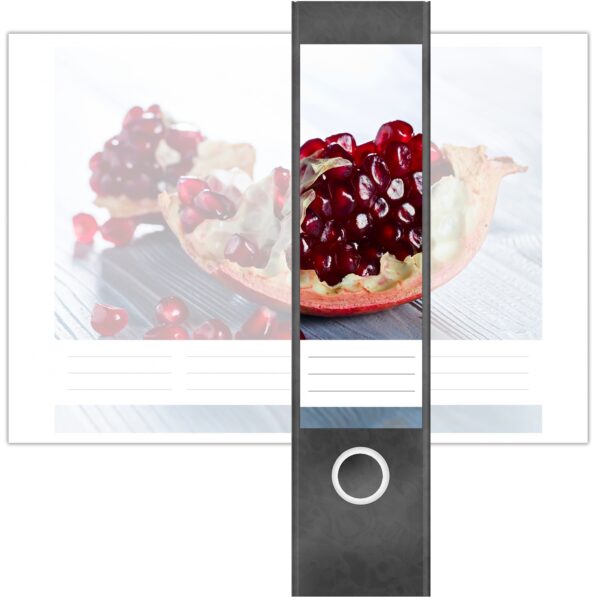 Etiketten für Ordner | Granatapfel | 4 breite Aufkleber für Ordnerrücken | Selbstklebende Design Ordneretiketten Rückenschilder
