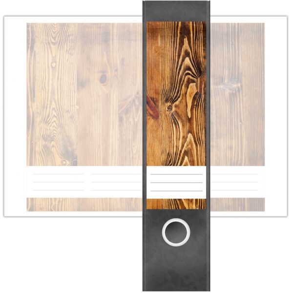 Etiketten für Ordner | Holz dunkel | 4 breite Aufkleber für Ordnerrücken | Selbstklebende Design Ordneretiketten Rückenschilder