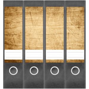 Etiketten für Ordner | Alte Holz Tischplatte | 4 breite Aufkleber für Ordnerrücken | Selbstklebende Design Ordneretiketten Rückenschilder