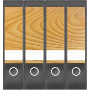 Etiketten für Ordner | Grobe Holzmaserung | 4 breite Aufkleber für Ordnerrücken | Selbstklebende Design Ordneretiketten Rückenschilder