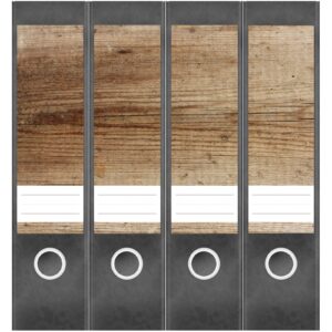 Etiketten für Ordner | Dunkles Holz Maserung | 4 breite Aufkleber für Ordnerrücken | Selbstklebende Design Ordneretiketten Rückenschilder