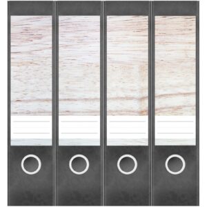 Etiketten für Ordner | Weisses Holz Motiv | 4 breite Aufkleber für Ordnerrücken | Selbstklebende Design Ordneretiketten Rückenschilder