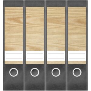 Etiketten für Ordner | Helles Holzmotiv| 4 breite Aufkleber für Ordnerrücken | Selbstklebende Design Ordneretiketten Rückenschilder