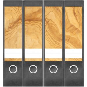 Etiketten für Ordner | Holz Schliff | 4 breite Aufkleber für Ordnerrücken | Selbstklebende Design Ordneretiketten Rückenschilder