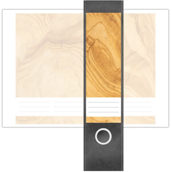 Etiketten für Ordner | Holz Schliff | 4 breite Aufkleber für Ordnerrücken | Selbstklebende Design Ordneretiketten Rückenschilder