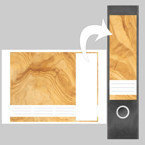 Etiketten für Ordner | Holz Schliff | 4 breite Aufkleber für Ordnerrücken | Selbstklebende Design Ordneretiketten Rückenschilder