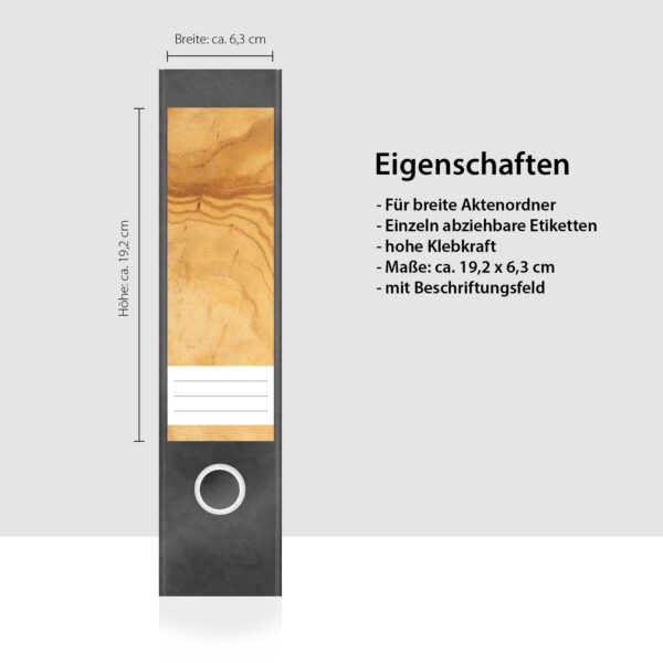 Etiketten für Ordner | Holz Schliff | 4 breite Aufkleber für Ordnerrücken | Selbstklebende Design Ordneretiketten Rückenschilder