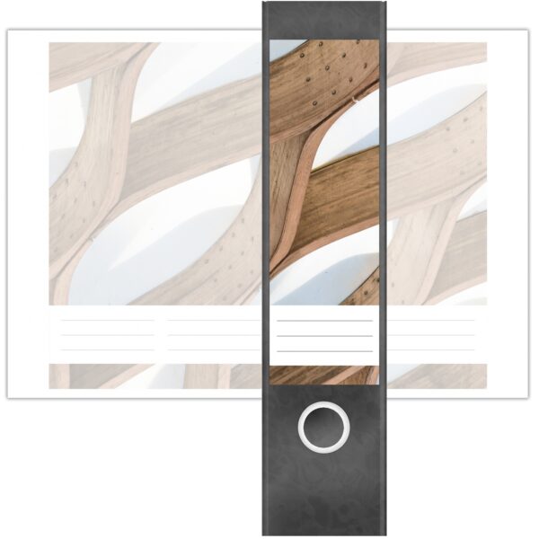 Etiketten für Ordner | Holz Geflecht | 4 breite Aufkleber für Ordnerrücken | Selbstklebende Design Ordneretiketten Rückenschilder
