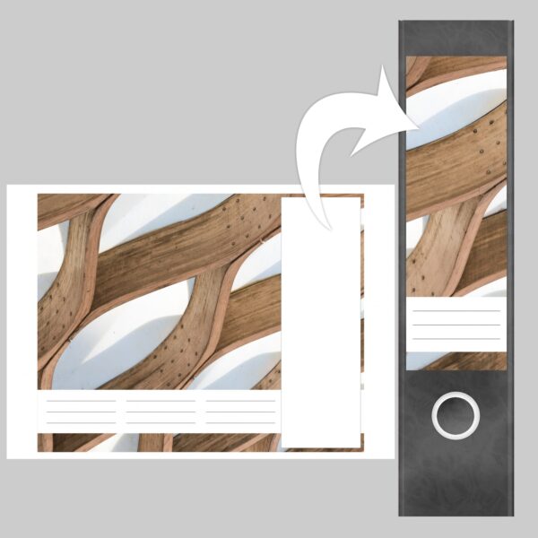 Etiketten für Ordner | Holz Geflecht | 4 breite Aufkleber für Ordnerrücken | Selbstklebende Design Ordneretiketten Rückenschilder