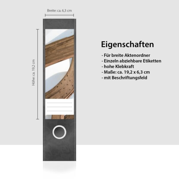 Etiketten für Ordner | Holz Geflecht | 4 breite Aufkleber für Ordnerrücken | Selbstklebende Design Ordneretiketten Rückenschilder