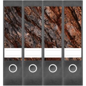 Etiketten für Ordner | Baum Rinde 2 | 4 breite Aufkleber für Ordnerrücken | Selbstklebende Design Ordneretiketten Rückenschilder
