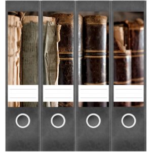 Etiketten für Ordner | Bücher Buchrücken | 4 breite Aufkleber für Ordnerrücken | Selbstklebende Design Ordneretiketten Rückenschilder