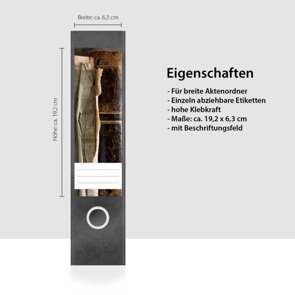 Etiketten für Ordner | Bücher Buchrücken | 4 breite Aufkleber für Ordnerrücken | Selbstklebende Design Ordneretiketten Rückenschilder
