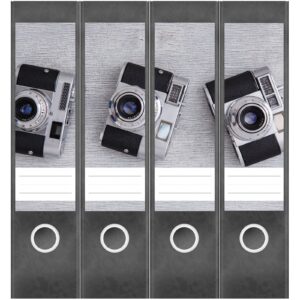 Etiketten für Ordner | Kameras Fotoapparate | 4 breite Aufkleber für Ordnerrücken | Selbstklebende Design Ordneretiketten Rückenschilder